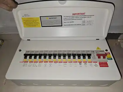 Consumer unit and circuit protection serving the refurbished area